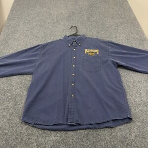 Michigan Wolverines Blue Pointe Button Up Mens L Navy Blue Cotton Collegiate
